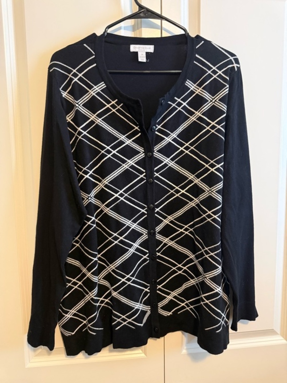 Charter Club Black and White Plaid Button-Front Cardigan